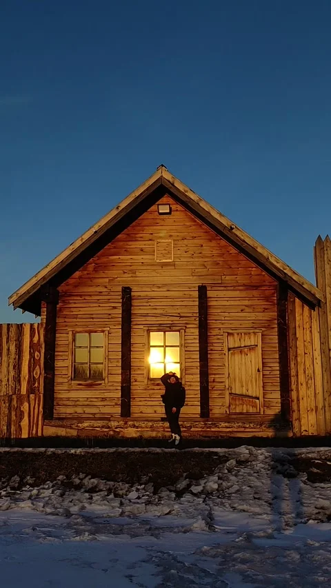 House of the hunter from a saw log in the forest Stock Footage 237799797
