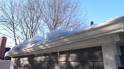 House with Ice Dam Stock Footage 52305681