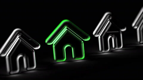 House icon in black background. Looping footage. 3D Illustration. Video stock 125316356