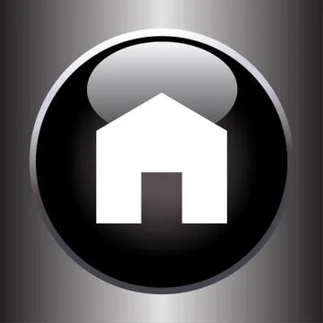 House icon on black button Stock Illustration