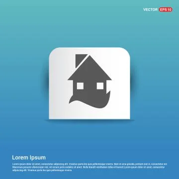 House icon - Blue Sticker button 스톡 일러스트