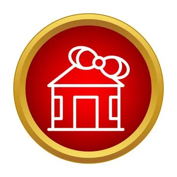 House icon with bow representing gift or bonus Stock Illustration