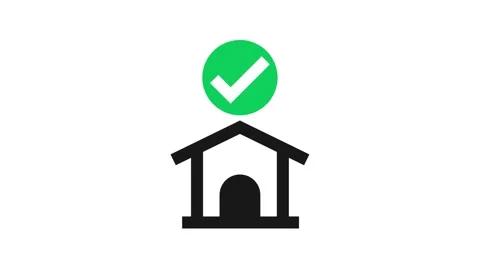 House Icon with Checkmark Animation - Home Approved Property Motion Graphic Stock Footage 342032041