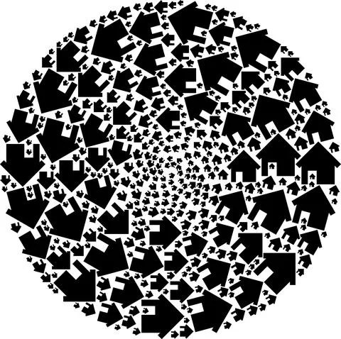 House Icon Exploding Spheric Globula Collage 스톡 일러스트