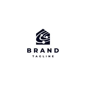 House Icon with Galaxy Pattern Logo Design Stock Illustration
