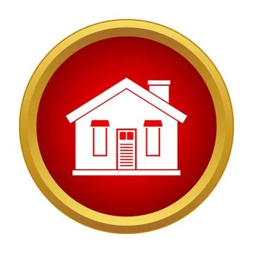 House icon inside red circle and gold border Stock Illustration