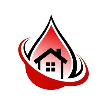House icon inside a water drop with swooshes around it vector Illustrazione stock