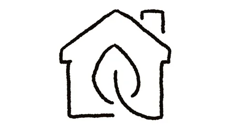 House icon with leaf, animated whiteboard style, bonus eco footage Stock Footage 153962376