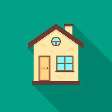 House icon with long shadow. Flat design style. Stock Illustration
