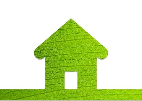 House icon made from leaf on white background Illustrazione stock