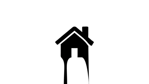 House icon melting down animation Stock Footage 327761461