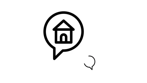 House icon next to a speech bubble, symbolizing communication about home-re.. Stock Footage 334992337
