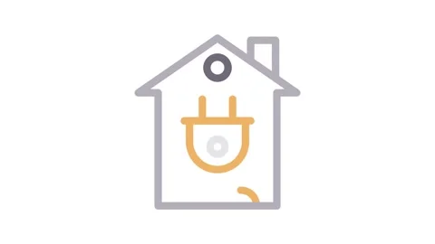 A house icon with a power plug symbol in the center, representing energy or.. Stock Footage 334778161