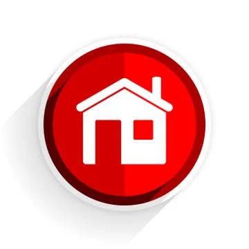 House icon, red circle flat design internet button, web and mobile app illust Stock Illustration