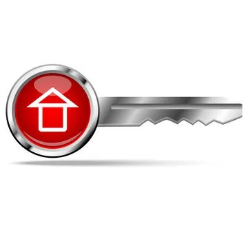 House icon on red key Stock Illustration
