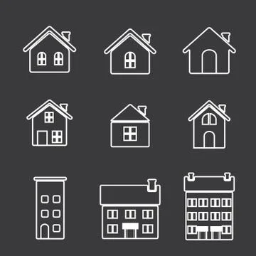House icon set Illustrazione stock