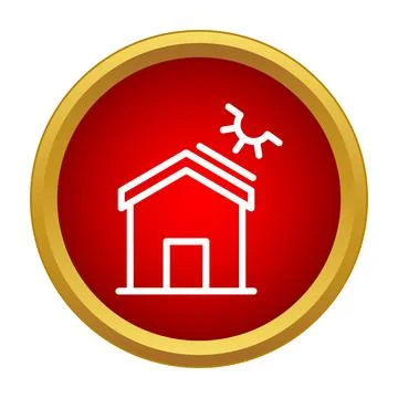 House icon showing solar panel and sun renewable energy Stock Illustration