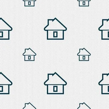House icon sign. Seamless pattern with geometric texture. Vector 스톡 일러스트
