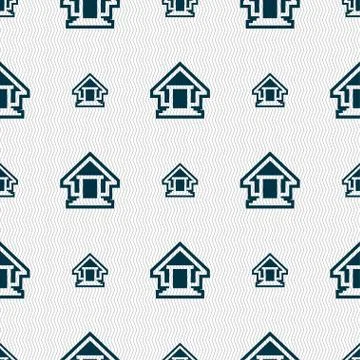 House icon sign. Seamless pattern with geometric texture. Vector Ilustración de archivo
