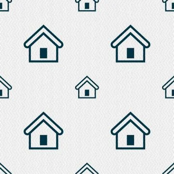 House icon sign. Seamless pattern with geometric texture. Ilustración de archivo