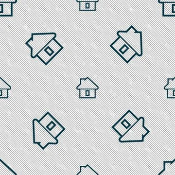 House icon sign. Seamless pattern with geometric texture. Ilustración de archivo