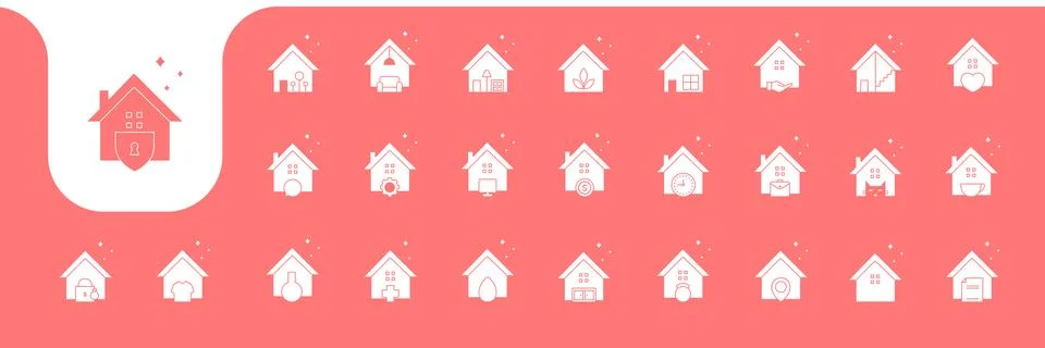 House icons flat design vector Stock Illustration