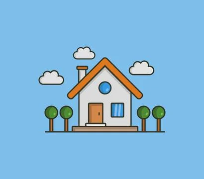 House illustrated on background Stock Illustration