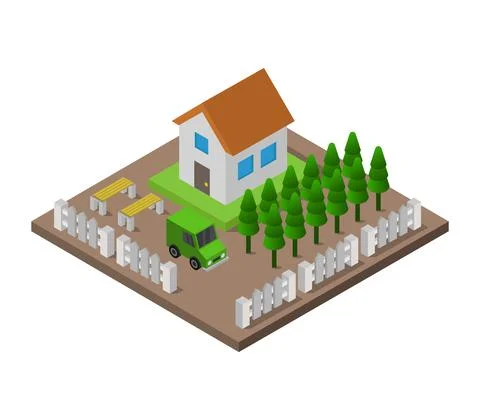 House illustrated in vector on a white background Stock Illustration