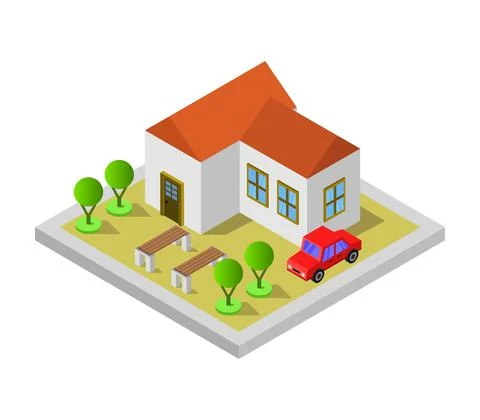 House illustrated in vector on a white background Stock Illustration