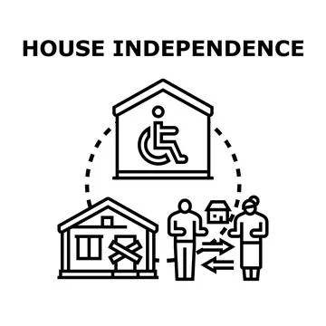 House independence providing accessibility supporting disabled people Stock Illustration
