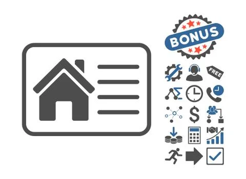 House Info Card Flat Vector Icon With Bonus Ilustración de archivo