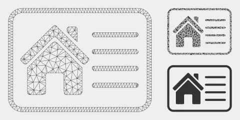 House Info Card Vector Mesh Wire Frame Model and Triangle Mosaic Icon Stock Illustration