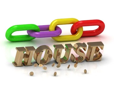 HOUSE- inscription of bright letters and color chain on white background Stock Illustration
