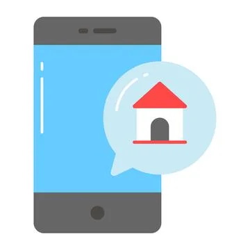House inside chat bubble with mobile vector of property message Stock Illustration