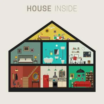 House inside interior. Stock Illustration
