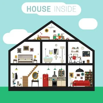 House inside interior. Stock Illustration