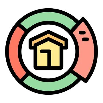 House inside a pie chart representing real estate market analysis Illustrazione stock