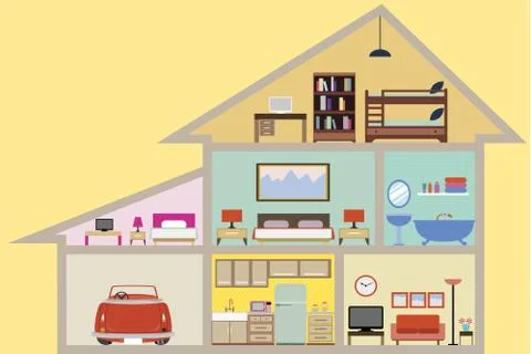 House inside with rooms vector Stock Illustration