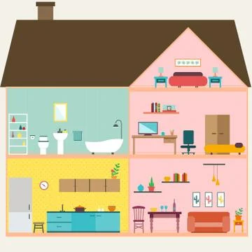 House inside with rooms vector Stock Illustration