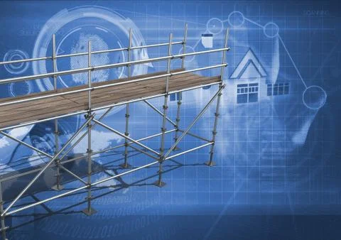 House interface with 3D Scaffolding Stock Illustration