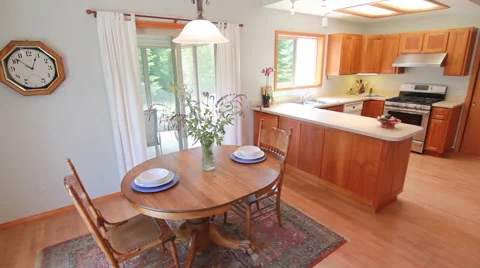 House interior kitchen dining table Stock Footage 48013844