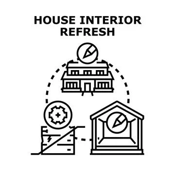 House interior refresh planning and renovation process Stock Illustration