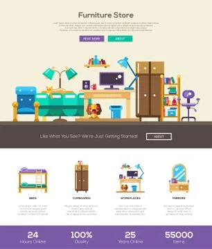 House interior store website header banner with webdesign elements Stockillustratie