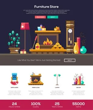 House interior store website header banner with webdesign elements Illustrazione stock