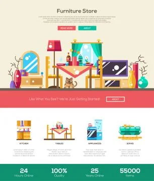 House interior store website header banner with webdesign elements Illustrazione stock