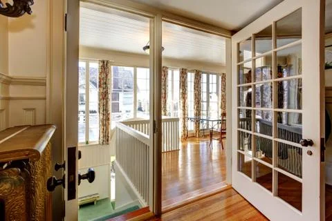 House interior. view of open door to dining room and basement Stock Photos