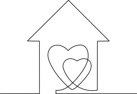 House with intertwined hearts Vector Ilustração Stock