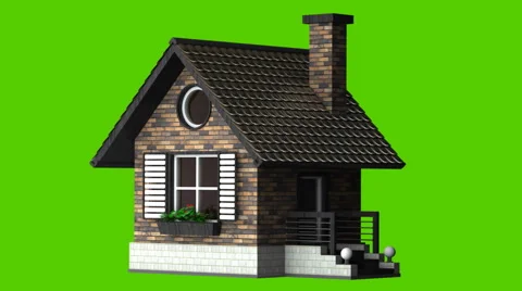 House isolated on green background Stock Footage 46891047