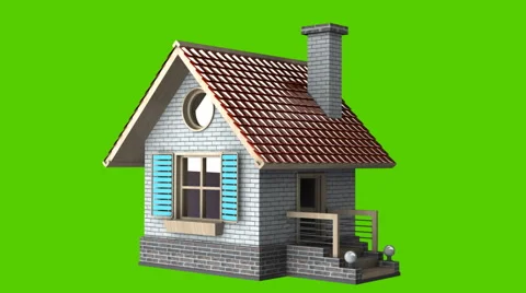 House isolated on green background Stock Footage 46891877
