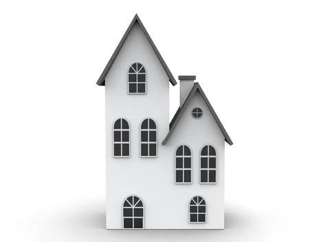 House isolated on a white background 3d-rendering Ilustração Stock